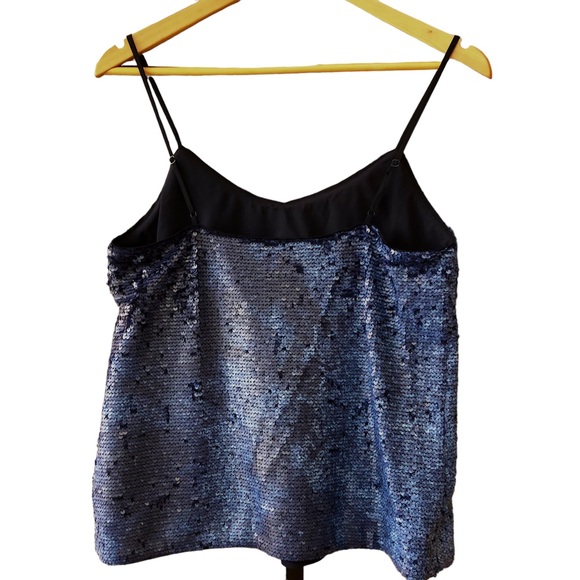 VINCE CAMUTO NWT mystic sea blue all over sequin camisole v-neck tank top, XS - Picture 5 of 14